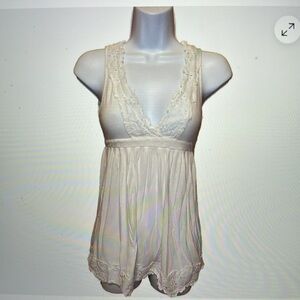 90’s y2k 
babydoll eyelet lace crochet cotton top boho small solid white dainty